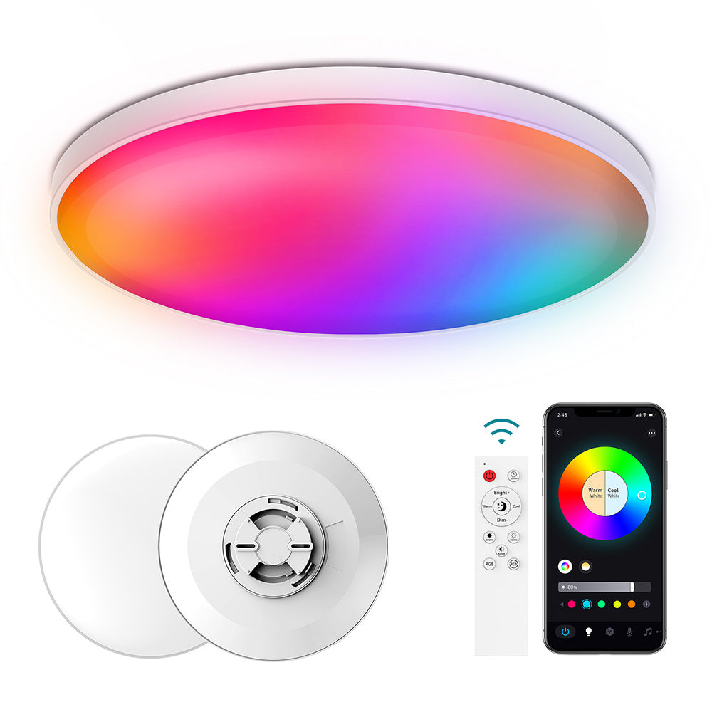 ZJ-BWCLAH-RGBWW-R12C2 LED Ceiling Light 30W Smart Night Light Lamp Voice Control for Living Bed Dining Room ZJ-BWCLAH-RGBWW-R12C2 LED Ceiling Light 30W Smart Night Light Lamp Voice Control for Living Bed Dining Room